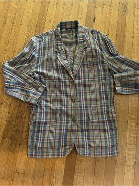 Vintage Plaid Blazer in Beige, Blue, Red